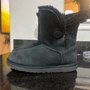 Black Suede Shearling Boots